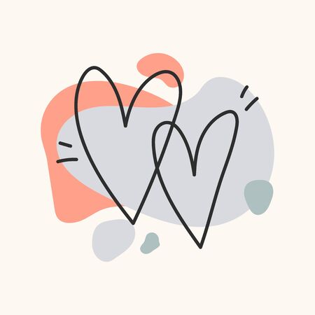 Heart shape element. Hearts in pastel colors. Vector icon in hand drawn doodle style for invitation, cards and other design.のイラスト素材