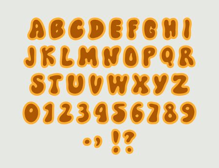 A 1970s 1960s styled retro alphabet. Grunge isolated doodle hand drawn fontのイラスト素材