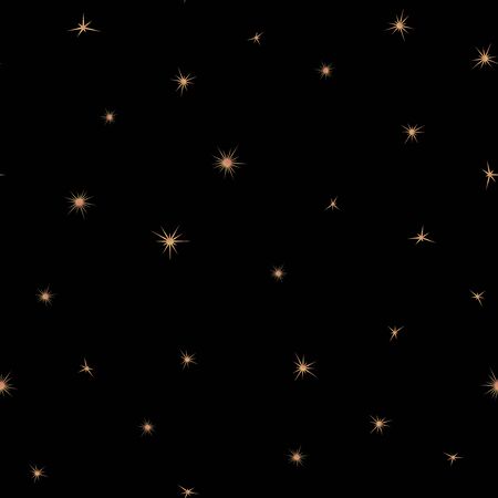 Seamless pattern with gold stars on a dark background. Vector beautiful magic illustration.