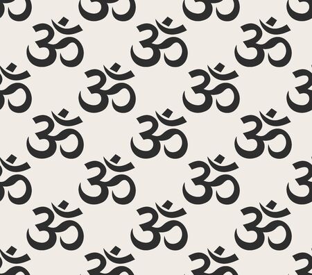 Seamless vector pattern with Aum Om Ohm symbol. Minimalistic illustration Indian culture India spirital yoga om icon calligraphyのイラスト素材