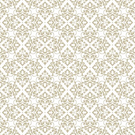 Luxury seamless vector pattern in damask style. Rich gold minimalistic ornamental texture. Vintage retro backgroundのイラスト素材