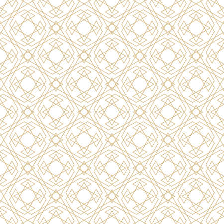 Delicate pattern in islamic style. Seamless arabic geometric vector texture. Ornamental backgroung in gold and whiteのイラスト素材
