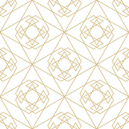 Delicate pattern in islamic style. Seamless arabic geometric vector texture. Ornamental backgroung in gold and whiteのイラスト素材