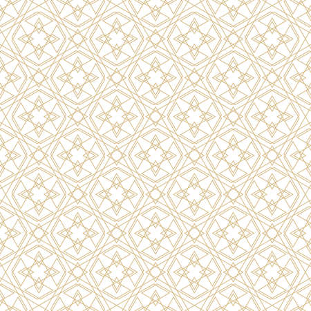 Delicate pattern in islamic style. Seamless arabic geometric vector texture. Ornamental backgroung in gold and whiteのイラスト素材