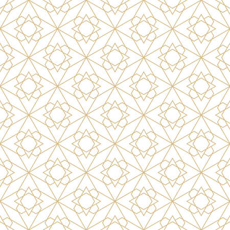 Delicate pattern in islamic style. Seamless arabic geometric vector texture. Ornamental backgroung in gold and whiteのイラスト素材