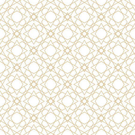Delicate pattern in islamic style. Seamless arabic geometric vector texture. Ornamental backgroung in gold and whiteのイラスト素材
