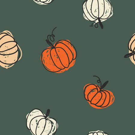 Seamless pattern with pumpkins. Beautiful background for Thanksgiving, halloween, autumn.のイラスト素材