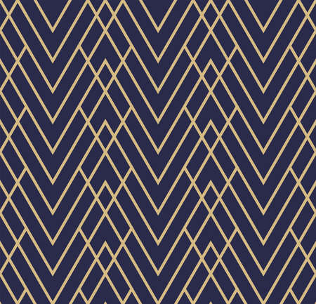 Vector seamless pattern, geometric background dark blue and goldのイラスト素材