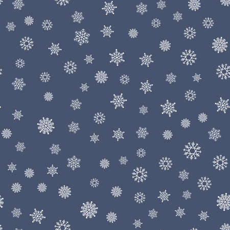 Seamless snowflakes pattern. Christmas new year texture in minimalistic style. Snow blue and white backgroundのイラスト素材
