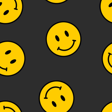 Vector seamless trendy funny pattern. Hippie indi happy texture.のイラスト素材