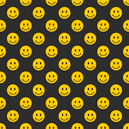 Vector seamless trendy funny pattern. Hippie indi happy texture.のイラスト素材