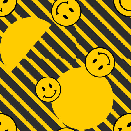 Vector seamless trendy funny pattern. Hippie indi happy texture. Psychedelic backgroundのイラスト素材