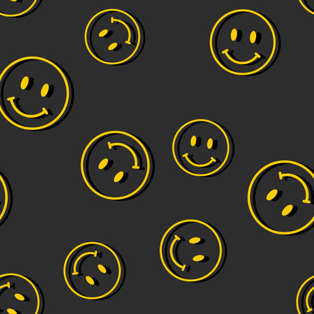 Vector seamless trendy funny pattern. Hippie indi happy texture.のイラスト素材