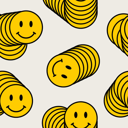 Vector seamless trendy funny pattern. Hippie indi happy texture.のイラスト素材