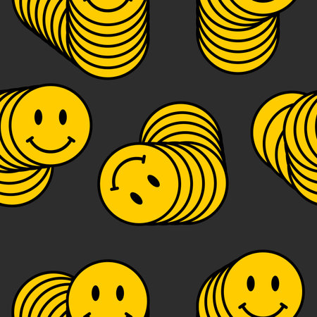 Vector seamless trendy funny pattern. Hippie indi happy texture.のイラスト素材