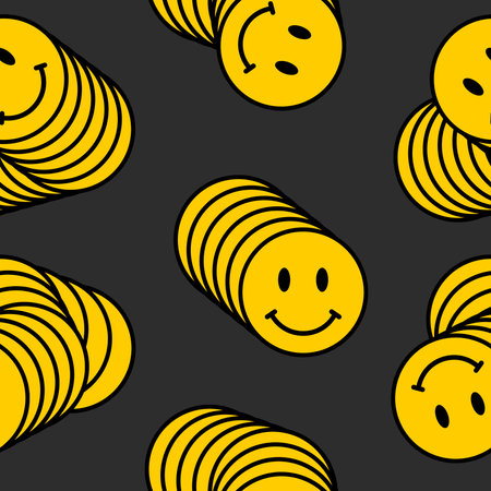 Vector seamless trendy funny pattern. Hippie indi happy texture.のイラスト素材