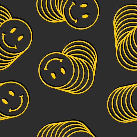 Vector seamless trendy funny pattern. Hippie indi happy texture.のイラスト素材