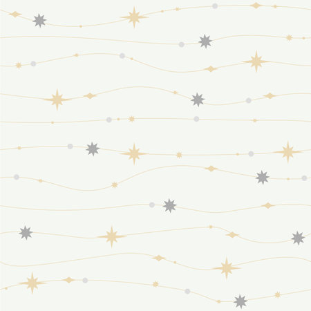 Vector seamless pattern with christmas delicate gold and gray stars. Good for wrapping paper texture, posters, winter greeting cards, fashion design print texture.のイラスト素材