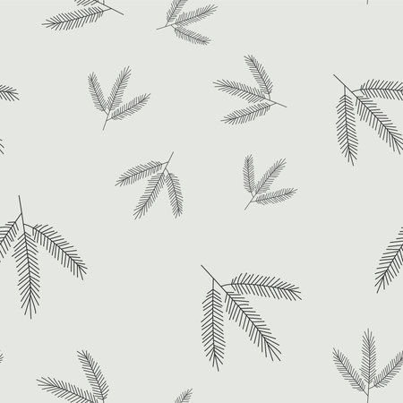 Seamless delicate Christmas pattern with spruce christmas tree branches. Vector holiday winter textureのイラスト素材