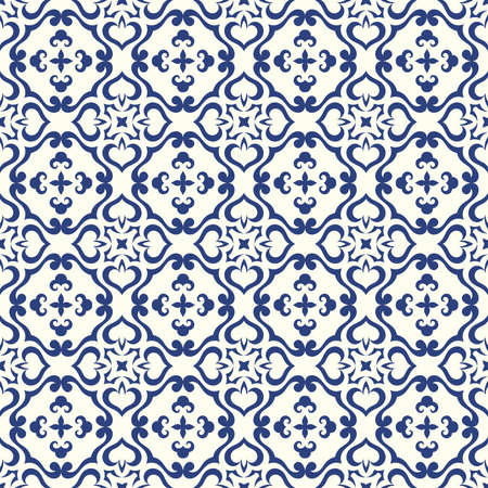 Traditional ornate portuguese decorative pattern in azulejos style. Vintage texture. Abstract background. Vector hand drawn ornamental illustrationのイラスト素材