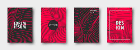 Minimal covers design. Future geometric background templates in black and red.のイラスト素材