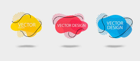 Set of abstract modern graphic elements. Dynamical colored forms and line. Gradient abstract banners with flowing liquid shapes.のイラスト素材