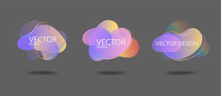 Set of vector liquid gradient elements isolated on white background. Abstract elements for trendy vibrant color design. Fluid blots, wavy dops, flowing elements. Plasma splash illustrationのイラスト素材