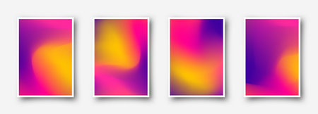Modern vector template for brochure, leaflet, flyer, cover, catalog in A4 size. Abstract fluid 3d shapes vector trendy liquid colors backgrounds set. Colored fluid graphic composition illustrationの写真素材