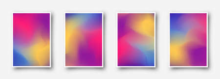 Modern vector template for brochure, leaflet, flyer, cover, catalog in A4 size. Abstract fluid 3d shapes vector trendy liquid colors backgrounds set. Colored fluid graphic composition illustrationの写真素材