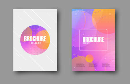 Abstract modern colorful trendy brochure. Flyer design vector template in creative memphis styleのイラスト素材