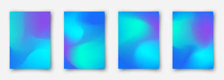 Set of 4 minimalistic cover design with blue gradient. Colorful vector template designの写真素材