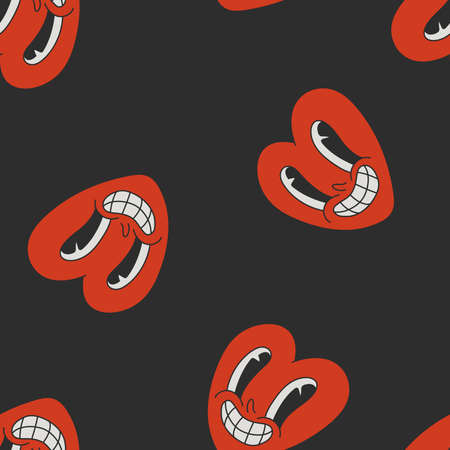 Seamless doodle Valentines day pattern. Vector texture with cartoon hearts in hand drawn retro style.のイラスト素材