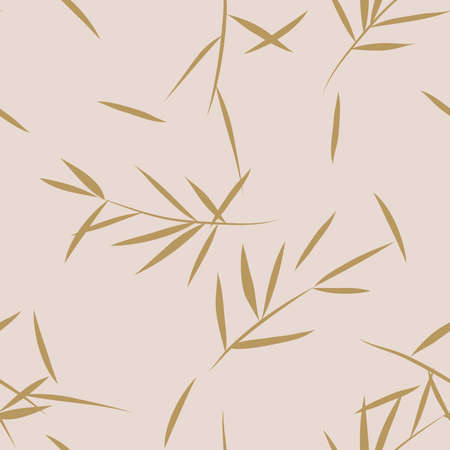 Delicate tropical palm leaves seamless pattern in gold and pink colors. Vector illustration.のイラスト素材