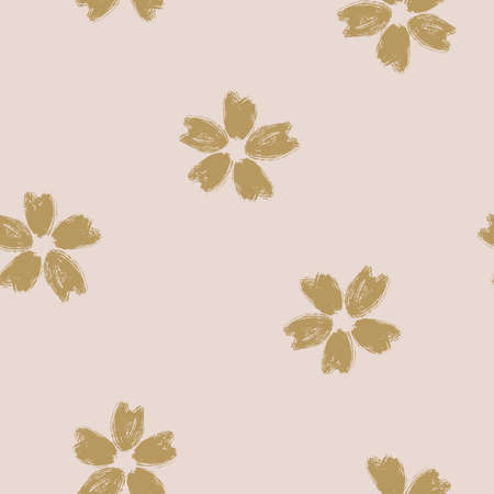 Seamless floral delicate pattern in pink and gold colors. Vector illustration.のイラスト素材