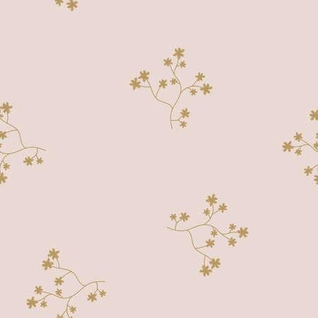 Seamless floral delicate pattern in pink and gold colors. Vector illustration.のイラスト素材
