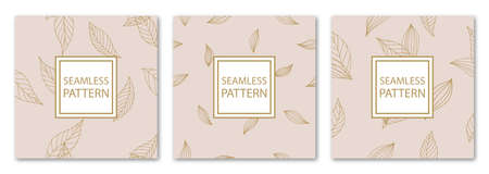 3 Different flower vector seamless patterns. Romantic chic floral textures can be used for printing onto fabric and paper or scrap booking. Pink, white and gold colors. For baby, girl and woman.のイラスト素材