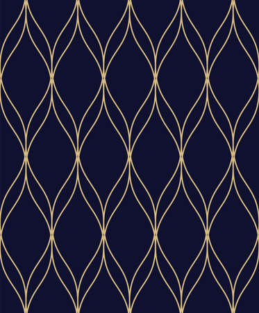 Geometric abstract pattern. Seamless vector background. Dark blue and gold texture. Graphic modern patternのイラスト素材