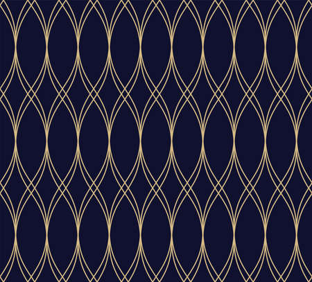 Geometric abstract pattern. Seamless vector background. Dark blue and gold texture. Graphic modern patternのイラスト素材