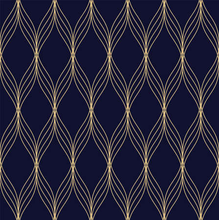 Geometric abstract pattern. Seamless vector background. Dark blue and gold texture. Graphic modern patternのイラスト素材