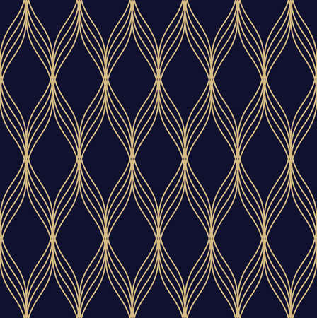 Geometric abstract pattern. Seamless vector background. Dark blue and gold texture. Graphic modern patternのイラスト素材