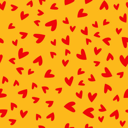 Summer hearts pattern in yellow. Happy and bright background. Love texture with heartのイラスト素材