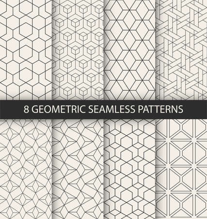 Vector set of eight seamless patterns. Modern stylish texture. Repeating geometric tiles with dotted rhombuses.のイラスト素材