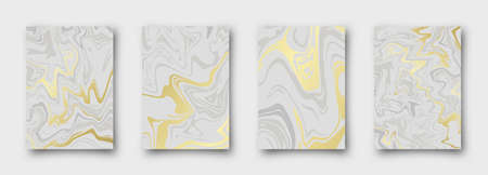 Marble with golden texture background vector illustration set. 4 simple delcate templatesのイラスト素材