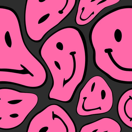 Seamless pattern in the style of psychedelic hipster faces. Pattern for fashion. The template for the cover fabric, books. Modern design for the fabric.のイラスト素材