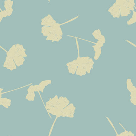 Seamless vector floral wallpaper. Decorative vintage pattern in classic style with flowers. Two tone ornament with floral silhouette on blue backgroundのイラスト素材