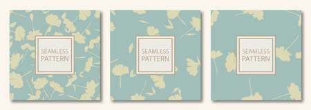 Vector set of 3 seamless floral patterns. Vintage wallpaper style. Decorative hand drawn ornamentsのイラスト素材
