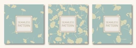 Vector set of 3 seamless floral patterns. Vintage wallpaper style. Decorative hand drawn ornamentsのイラスト素材