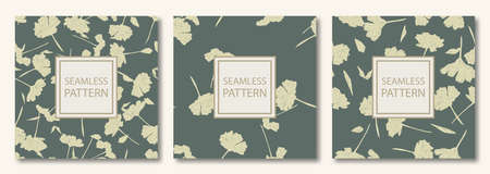 Vector set of 3 seamless floral patterns. Vintage wallpaper style. Decorative hand drawn ornaments