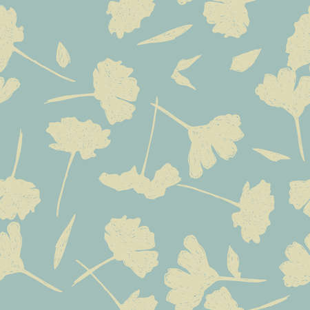 Seamless vector floral wallpaper. Decorative vintage pattern in classic style with flowers. Two tone ornament with floral silhouette on blue backgroundのイラスト素材