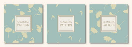 Vector set of 3 seamless floral patterns. Vintage wallpaper style. Decorative hand drawn ornamentsのイラスト素材